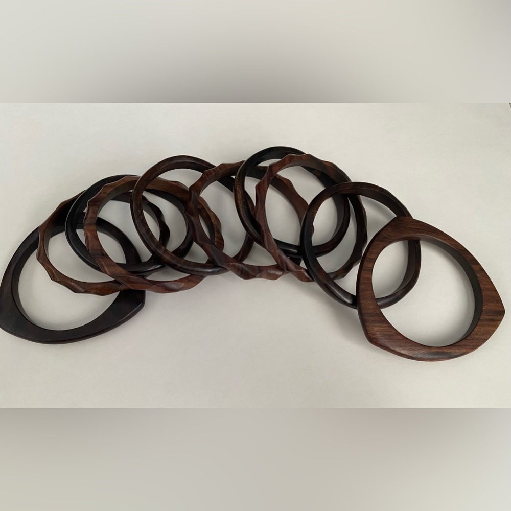 Wooden bangle bracelets.
